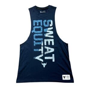 Men's M Under Armour Navy Blue Sleeveless Muscle Tank Sweat Equity Heatgear